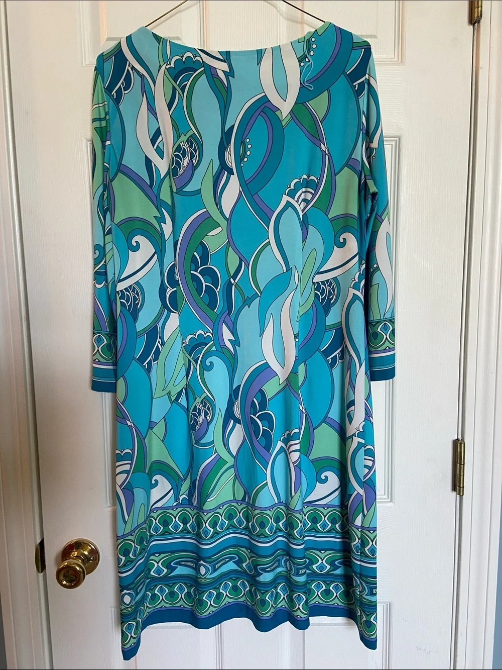 Women’s Blue & Teal Printed Shift Dress - Picture 5 of 5
